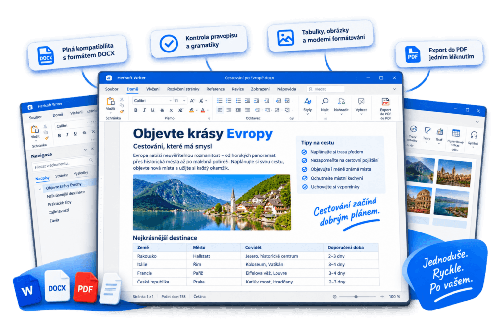 Herisoft Writer – hlavní okno textového editoru pro Windows