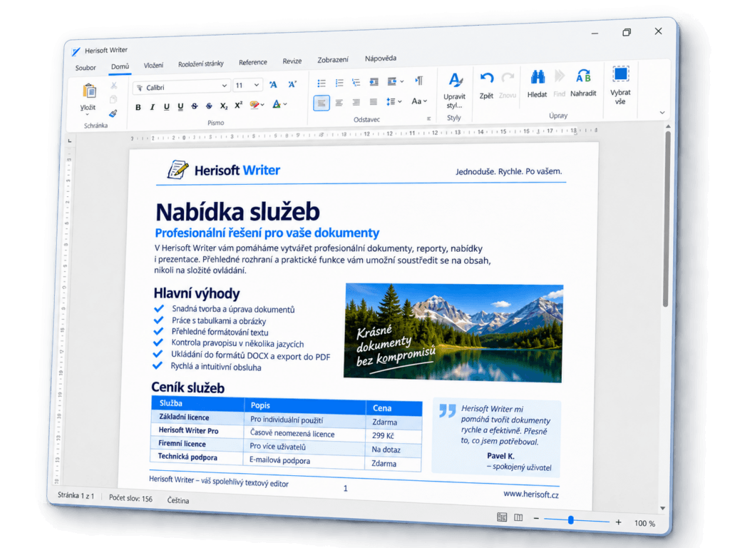 Herisoft Writer – formátování dokumentu