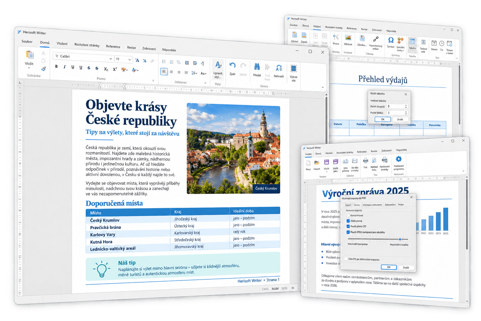 Herisoft Writer interface for creating and editing documents