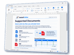 Work with DOCX and TXT documents in Herisoft Writer